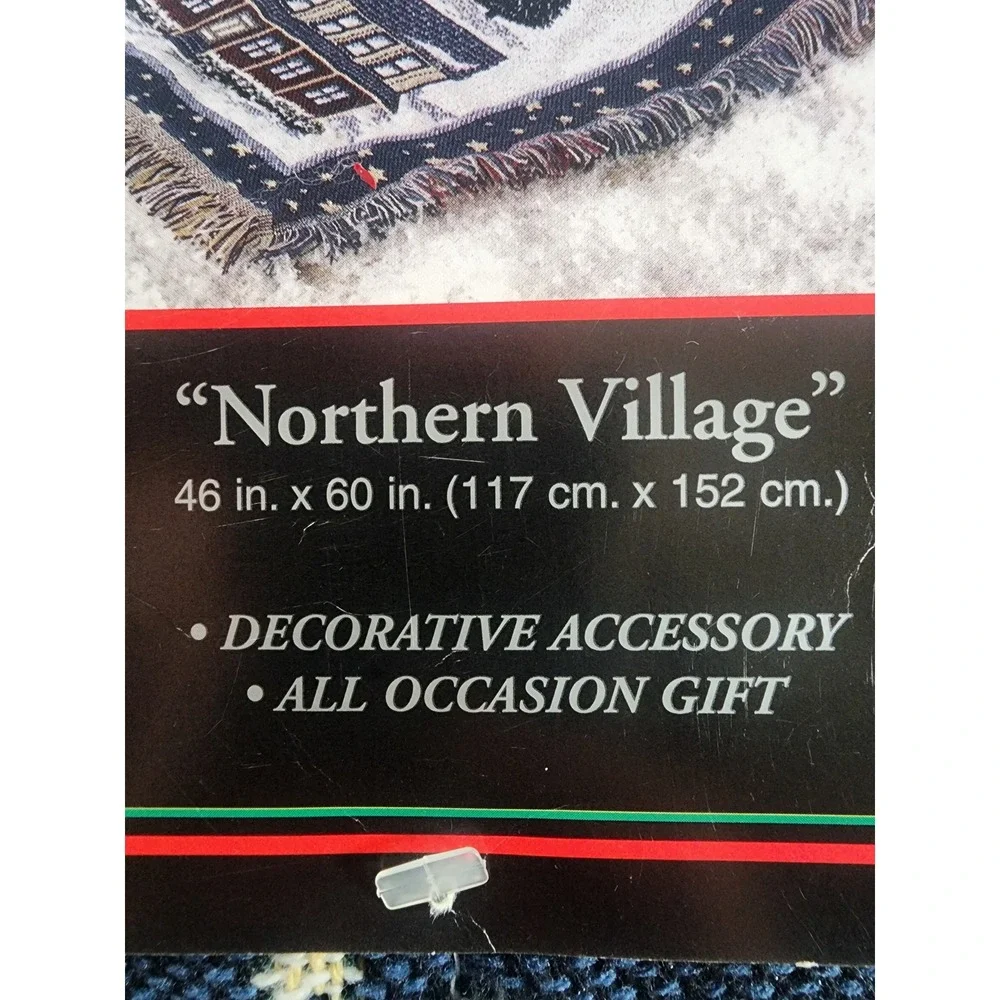 Vintage Crown Crafts 46x60 Northern Village Holiday Throw Blanket Christmas Snow